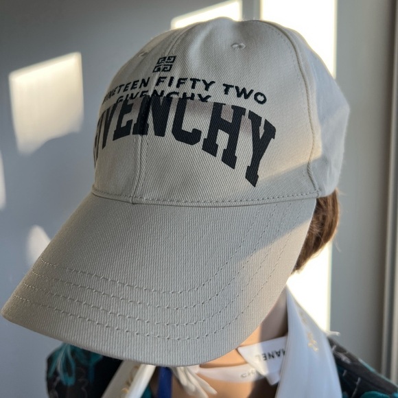 GIVENCHY  Logo Cotton Baseball Cap Grey Beige - Picture 7 of 14
